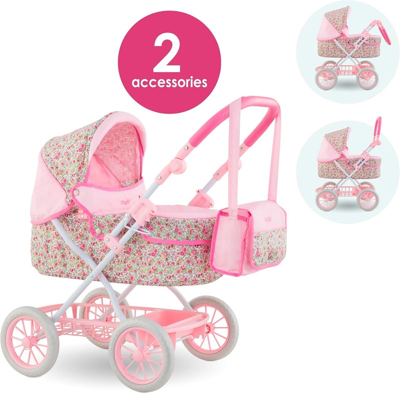 Corolle Baby Doll Stroller for Girls, Foldable Kids Toy Baby Stroller for Dolls with Carriage Design, Pink Pram - Image 2